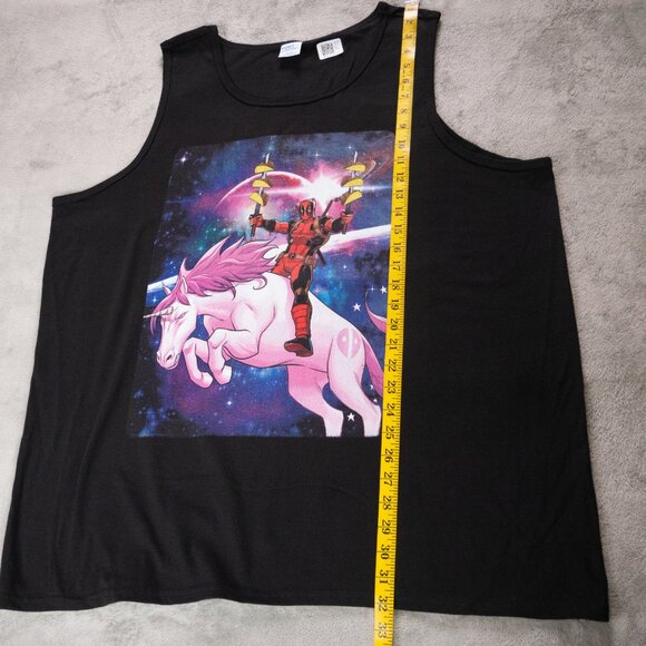 Marvel Deadpool Riding A unicorn In Space Poster Mens 2XL Black Tank Top Casual - Picture 9 of 10